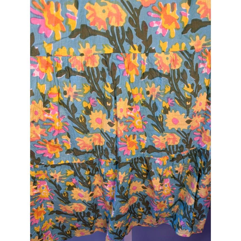 Fitzroy & Willa Floral Tiered Mini Dress Cottagecore Boho Puff Sleeve S - Picture 5 of 10